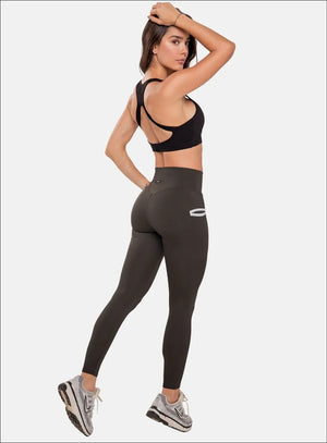 Leggins deportivo color negro para mujer, marca BABALÚ, referencia 107033, vista trasera. Compra al por mayor en int.babalu.com.co en USD.