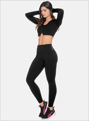Leggins deportivo color negro para mujer, marca BABALÚ, referencia 109333, vista lateral. Compra al por mayor en int.babalu.com.co en USD.