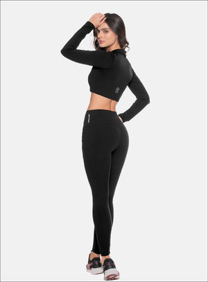 Leggins deportivo color negro para mujer, marca BABALÚ, referencia 109333, vista lateral. Compra al por mayor en int.babalu.com.co en USD.