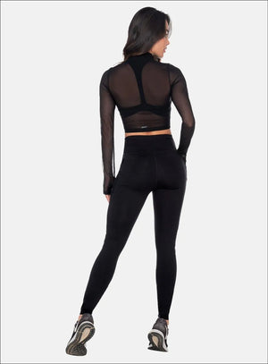 Leggins deportivo color negro para mujer, marca BABALÚ, referencia 111293, vista trasera. Compra al por mayor en int.babalu.com.co en USD.