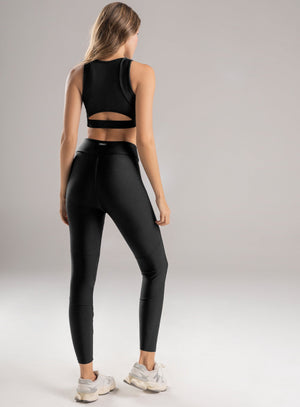 Leggins deportivo color negro para mujer, marca BABALÚ, referencia 112923, vista trasera. Compra al por mayor en int.babalu.com.co en USD.