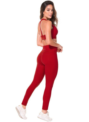 Leggins deportivo color rojo para mujer, marca BABALÚ, referencia 37683, vista lateral. Compra al por mayor en int.babalu.com.co en USD.