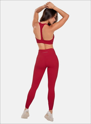 Leggins deportivo color rojo para mujer, marca BABALÚ, referencia 37683, vista trasera. Compra al por mayor en int.babalu.com.co en USD.
