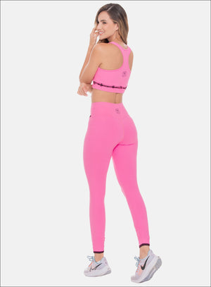Leggins deportivo color rosado para mujer, marca BABALÚ, referencia 108403, vista trasera. Compra al por mayor en int.babalu.com.co en USD.