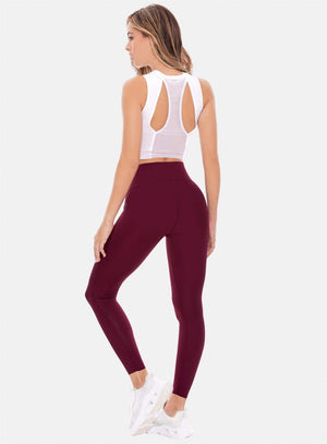Leggins deportivo color vino tinto para mujer, marca BABALÚ, referencia 107713, vista trasera. Compra al por mayor en int.babalu.com.co en USD.