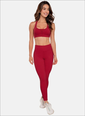 Leggins deportivo color vino tinto para mujer, marca BABALÚ, referencia 37683, vista frontal. Compra al por mayor en int.babalu.com.co en USD.