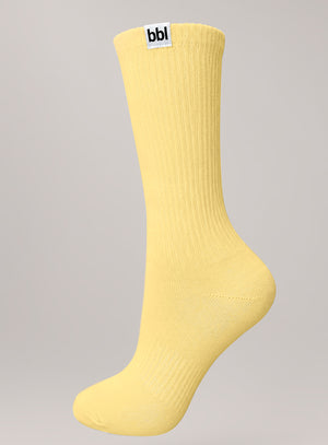 Media deportiva color amarillo para mujer, marca BABALÚ, referencia 0694, vista lateral. Compra al por mayor en int.babalu.com.co en USD.