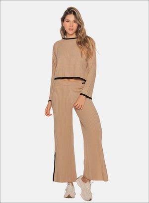 Pantalon casual color arequipe para mujer, marca BABALÚ, referencia 110523, vista frontal. Compra al por mayor en int.babalu.com.co en USD.