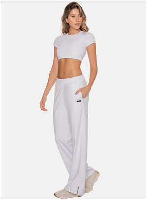 Pantalon casual color blanco para mujer, marca BABALÚ, referencia 110973, vista lateral. Compra al por mayor en int.babalu.com.co en USD.