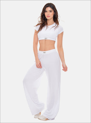 Pantalon deportivo color blanco para mujer, marca BABALÚ, referencia 108073, vista frontal. Compra al por mayor en int.babalu.com.co en USD.