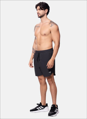 Pantaloneta deportiva color gris para hombre, marca INIZIO, referencia 86726, vista lateral. Compra al por mayor en int.babalu.com.co en USD.