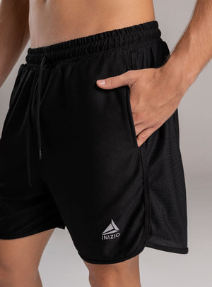 Pantaloneta deportiva color negro para hombre, marca INIZIO, referencia 86806, vista frontal. Compra al por mayor en int.babalu.com.co en USD.