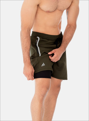 Pantaloneta deportiva color verde para hombre, marca INIZIO, referencia 86406, vista lateral. Compra al por mayor en int.babalu.com.co en USD.