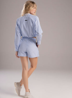 Short casual color azul para mujer, marca BABALÚ, referencia 112643, vista trasera. Compra al por mayor en int.babalu.com.co en USD.