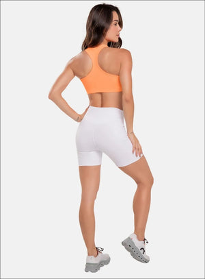 Short deportivo color blanco para mujer, marca BABALÚ, referencia 91513, vista trasera. Compra al por mayor en int.babalu.com.co en USD.