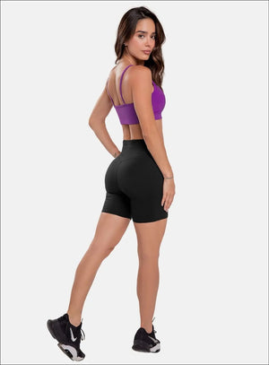 Short deportivo color negro para mujer, marca BABALÚ, referencia 91513, vista trasera. Compra al por mayor en int.babalu.com.co en USD.