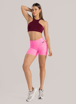 Short deportivo color rosado neon para mujer, marca BABALÚ, referencia 114433, vista frontal. Compra al por mayor en int.babalu.com.co en USD.