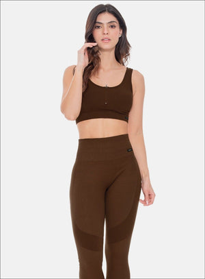 Top deportivo color arequipe para mujer, marca BABALÚ, referencia 108913, vista frontal. Compra al por mayor en int.babalu.com.co en USD.