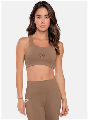 Top deportivo color arequipe para mujer, marca BABALÚ, referencia 111073, vista frontal. Compra al por mayor en int.babalu.com.co en USD.