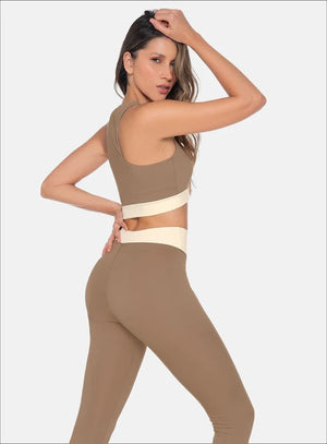 Top deportivo color arequipe para mujer, marca BABALÚ, referencia 111153, vista lateral. Compra al por mayor en int.babalu.com.co en USD.