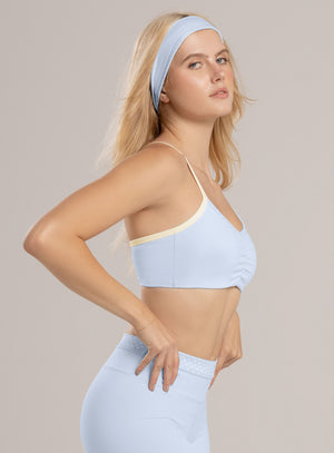 Top deportivo color azul baby para mujer, marca BABALÚ, referencia 115823, vista detalle. Compra al por mayor en int.babalu.com.co en USD.