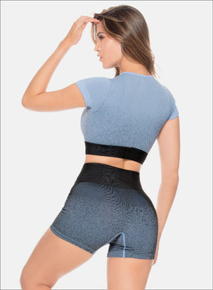 Top deportivo color azul para mujer, marca BABALÚ, referencia 109273, vista trasera. Compra al por mayor en int.babalu.com.co en USD.