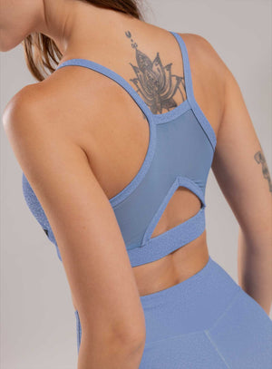 Top deportivo color azul para mujer, marca BABALÚ, referencia 112303, vista trasera. Compra al por mayor en int.babalu.com.co en USD.
