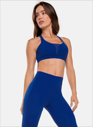 Top deportivo color azul para mujer, marca BABALÚ, referencia 32553, vista frontal. Compra al por mayor en int.babalu.com.co en USD.