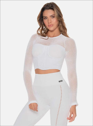 Top deportivo color blanco para mujer, marca BABALÚ, referencia 109903, vista frontal. Compra al por mayor en int.babalu.com.co en USD.