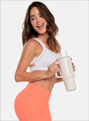 Top deportivo color blanco para mujer, marca BABALÚ, referencia 92343, vista frontal. Compra al por mayor en int.babalu.com.co en USD.