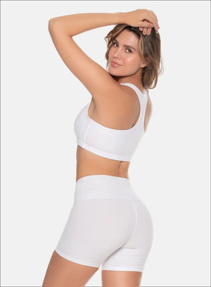 Top deportivo color blanco para mujer, marca BABALÚ, referencia 97293, vista lateral. Compra al por mayor en int.babalu.com.co en USD.
