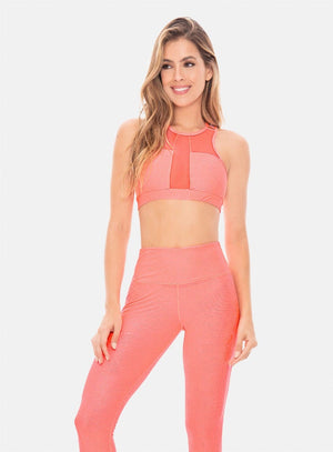 Top deportivo color coral para mujer, marca BABALÚ, referencia 105853, vista frontal. Compra al por mayor en int.babalu.com.co en USD.
