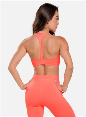Top deportivo color coral para mujer, marca BABALÚ, referencia 32553, vista trasera. Compra al por mayor en int.babalu.com.co en USD.