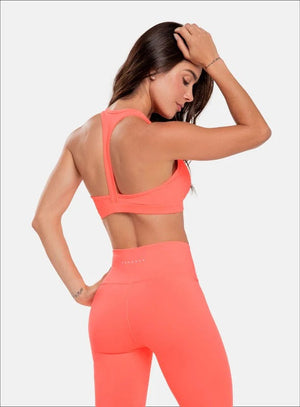 Top deportivo color coral para mujer, marca BABALÚ, referencia 32553, vista trasera. Compra al por mayor en int.babalu.com.co en USD.