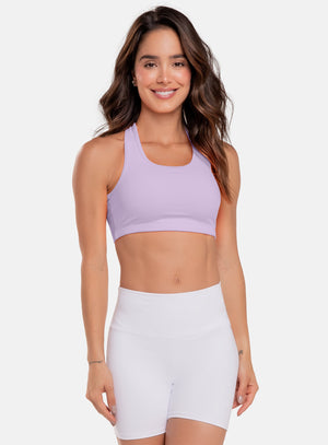 Top deportivo color lila baby para mujer, marca BABALÚ, referencia 97293, vista frontal. Compra al por mayor en int.babalu.com.co en USD.