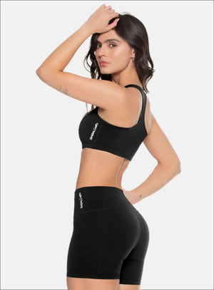 Top deportivo color lila baby para mujer, marca BABALÚ, referencia 97293, vista lateral. Compra al por mayor en int.babalu.com.co en USD.