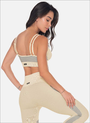 Top deportivo color marfil para mujer, marca BABALÚ, referencia 111803, vista trasera. Compra al por mayor en int.babalu.com.co en USD.