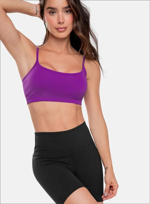 Top deportivo color morado para mujer, marca BABALÚ, referencia 15943, vista frontal. Compra al por mayor en int.babalu.com.co en USD.