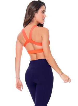 Top deportivo color naranja para mujer, marca BABALÚ, referencia 92343, vista trasera. Compra al por mayor en int.babalu.com.co en USD.