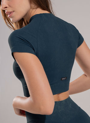 Top deportivo color navy para mujer, marca BABALÚ, referencia 110733, vista trasera. Compra al por mayor en int.babalu.com.co en USD.