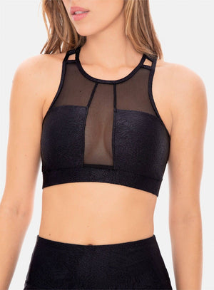 Top deportivo color negro para mujer, marca BABALÚ, referencia 105853, vista frontal. Compra al por mayor en int.babalu.com.co en USD.