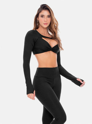 Top deportivo color negro para mujer, marca BABALÚ, referencia 107533, vista frontal. Compra al por mayor en int.babalu.com.co en USD.