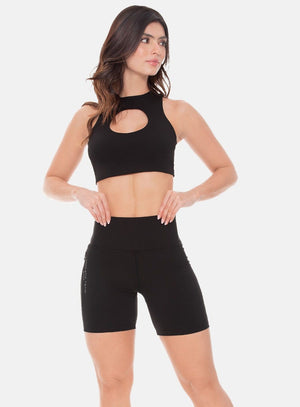 Top deportivo color negro para mujer, marca BABALÚ, referencia 108813, vista frontal. Compra al por mayor en int.babalu.com.co en USD.