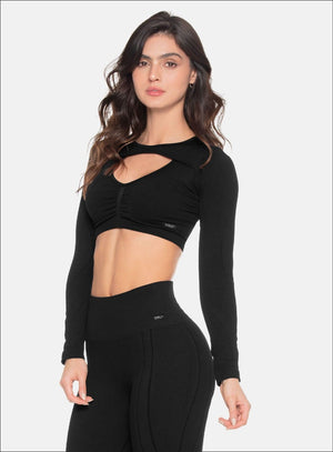 Top deportivo color negro para mujer, marca BABALÚ, referencia 109313, vista frontal. Compra al por mayor en int.babalu.com.co en USD.