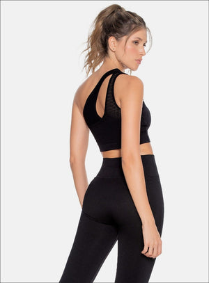 Top deportivo color negro para mujer, marca BABALÚ, referencia 110683, vista lateral. Compra al por mayor en int.babalu.com.co en USD.