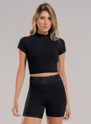 Top deportivo color negro para mujer, marca BABALÚ, referencia 110733, vista frontal. Compra al por mayor en int.babalu.com.co en USD.