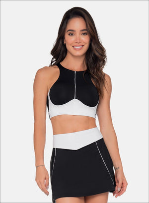Top deportivo color negro para mujer, marca BABALÚ, referencia 111263, vista frontal. Compra al por mayor en int.babalu.com.co en USD.