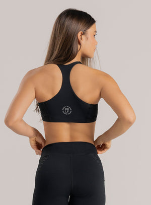 Top deportivo color negro para mujer, marca BABALÚ, referencia 113273, vista trasera. Compra al por mayor en int.babalu.com.co en USD.