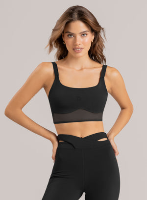 Top deportivo color negro para mujer, marca BABALÚ, referencia 115193, vista frontal. Compra al por mayor en int.babalu.com.co en USD.
