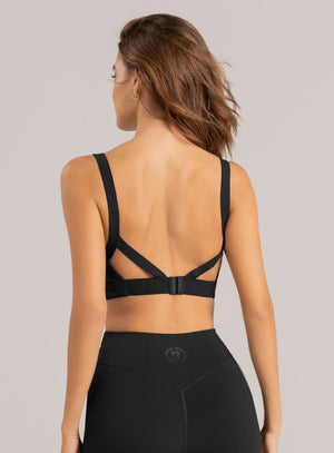 Top deportivo color negro para mujer, marca BABALÚ, referencia 115193, vista trasera. Compra al por mayor en int.babalu.com.co en USD.